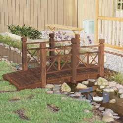 vidaXL Puente de jardín con barandillas madera de abeto 150x67x56cm