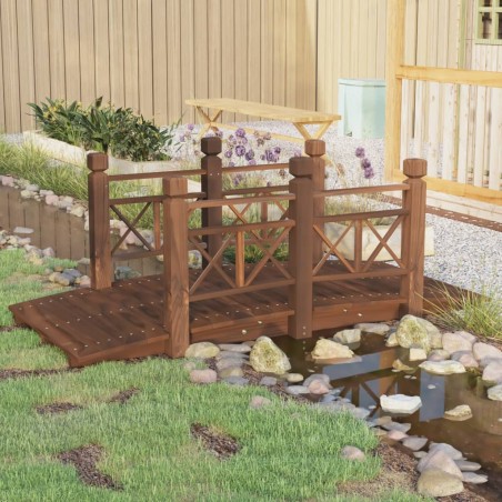 vidaXL Puente de jardín con barandillas madera de abeto 150x67x56cm