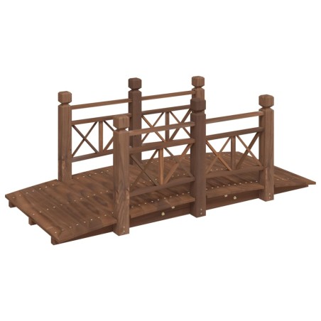 vidaXL Puente de jardín con barandillas madera de abeto 150x67x56cm