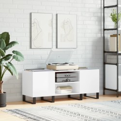 vidaXL Mueble discos madera contrachapada blanco brillo 121x38x48 cm