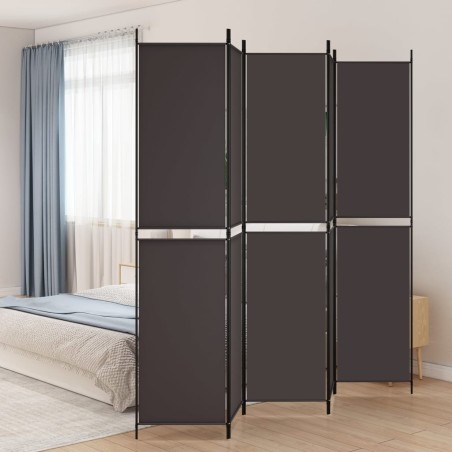 vidaXL Biombo divisor de 5 paneles de tela marrón 250x220 cm