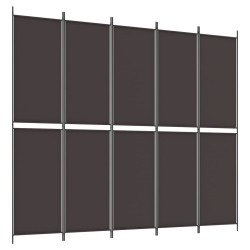 vidaXL Biombo divisor de 5 paneles de tela marrón 250x220 cm