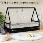 vidaXL Estructura de cama niños con cajones madera pino negro 80x200cm vidaXL Estructura de cama niños con cajones madera pino negro 80x200cm