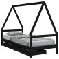 vidaXL Estructura de cama niños con cajones madera pino negro 80x200cm vidaXL Estructura de cama niños con cajones madera pino negro 80x200cm