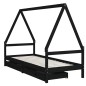 vidaXL Estructura de cama niños con cajones madera pino negro 80x200cm vidaXL Estructura de cama niños con cajones madera pino negro 80x200cm