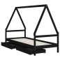 vidaXL Estructura de cama niños con cajones madera pino negro 80x200cm vidaXL Estructura de cama niños con cajones madera pino negro 80x200cm