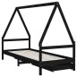 vidaXL Estructura de cama niños con cajones madera pino negro 80x200cm vidaXL Estructura de cama niños con cajones madera pino negro 80x200cm