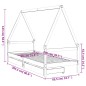 vidaXL Estructura de cama niños con cajones madera pino negro 80x200cm vidaXL Estructura de cama niños con cajones madera pino negro 80x200cm