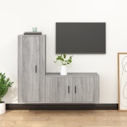 vidaXL Set de muebles para TV 2 pzas madera contrachapada gris Sonoma