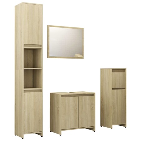 vidaXL Juego de muebles de baño 4 pzas madera ingeniería roble Sonoma
