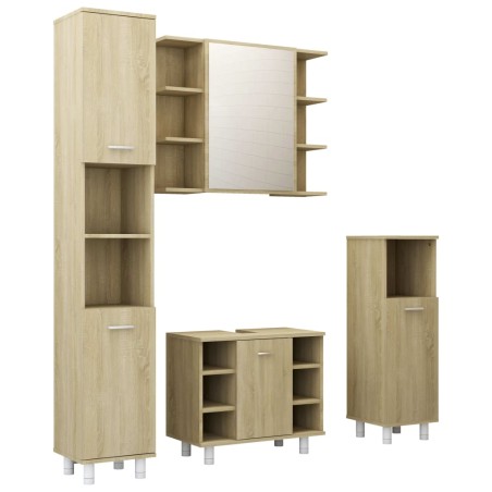 vidaXL Juego muebles de baño 4 pzas madera de ingeniería roble Sonoma