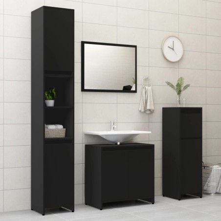 vidaXL Juego de muebles de baño 4 pzas madera de ingeniería negro