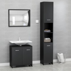 vidaXL Juego muebles de baño 3 pzas madera de ingeniería negro