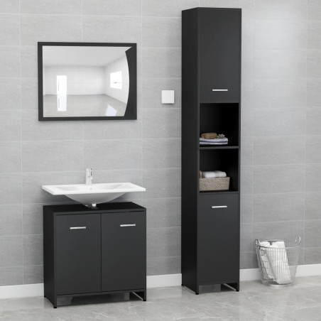 vidaXL Juego muebles de baño 3 pzas madera de ingeniería negro