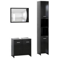 vidaXL Juego muebles de baño 3 pzas madera de ingeniería negro