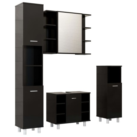 vidaXL Juego de muebles de baño 4 pzas madera ingeniería negro