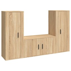 vidaXL Set de muebles para TV 3 pzas madera contrachapada roble sonoma
