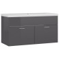 vidaXL Mueble con lavabo madera de ingeniería gris brillante vidaXL Mueble con lavabo madera de ingeniería gris brillante