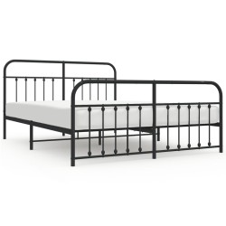 vidaXL Estructura de cama cabecero y pie de cama metal negro 160x200cm
