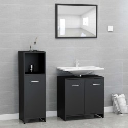 vidaXL Juego muebles de baño 3 pzas madera de ingeniería negro