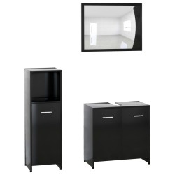 vidaXL Juego muebles de baño 3 pzas madera de ingeniería negro
