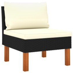vidaXL Sofá central de ratán sintético y madera maciza de eucalipto