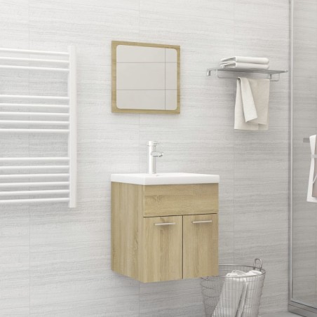 vidaXL Juego de muebles de baño madera de ingeniería roble Sonoma