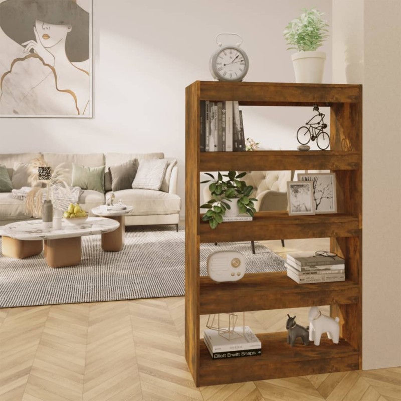 vidaXL Estantería/divisor madera ingeniería roble ahumado 80x30x135 cm vidaXL Estantería/divisor madera ingeniería roble ahumado 80x30x135 cm
