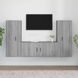 vidaXL Set de muebles para TV 3 pzas madera contrachapada gris Sonoma