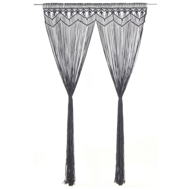 vidaXL Cortina de macramé algodón gris antracita 140x240 cm vidaXL Cortina de macramé algodón gris antracita 140x240 cm