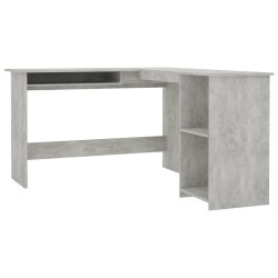 vidaXL Escritorio forma de L contrachapada gris hormigón 120x140x75 cm