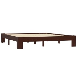 vidaXL Estructura de cama madera maciza pino marrón oscuro 180x200 cm