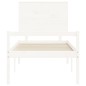 vidaXL Cama para personas mayores con cabecero madera maciza blanco