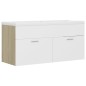 vidaXL Mueble con lavabo madera de ingeniería blanco y roble Sonoma vidaXL Mueble con lavabo madera de ingeniería blanco y roble Sonoma