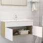 vidaXL Mueble con lavabo madera de ingeniería blanco y roble Sonoma vidaXL Mueble con lavabo madera de ingeniería blanco y roble Sonoma