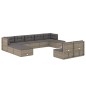 vidaXL Set de muebles de jardín 10 pzas y cojines ratán sintético gris vidaXL Set de muebles de jardín 10 pzas y cojines ratán sintético gris