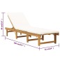 vidaXL Tumbona plegable con cojín madera maciza de acacia blancocrema vidaXL Tumbona plegable con cojín madera maciza de acacia blancocrema