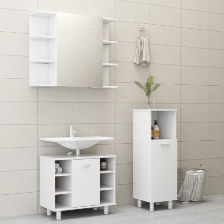 vidaXL Juego de muebles de baño 3 pzas madera de ingeniería blanco