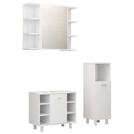 vidaXL Juego de muebles de baño 3 pzas madera de ingeniería blanco