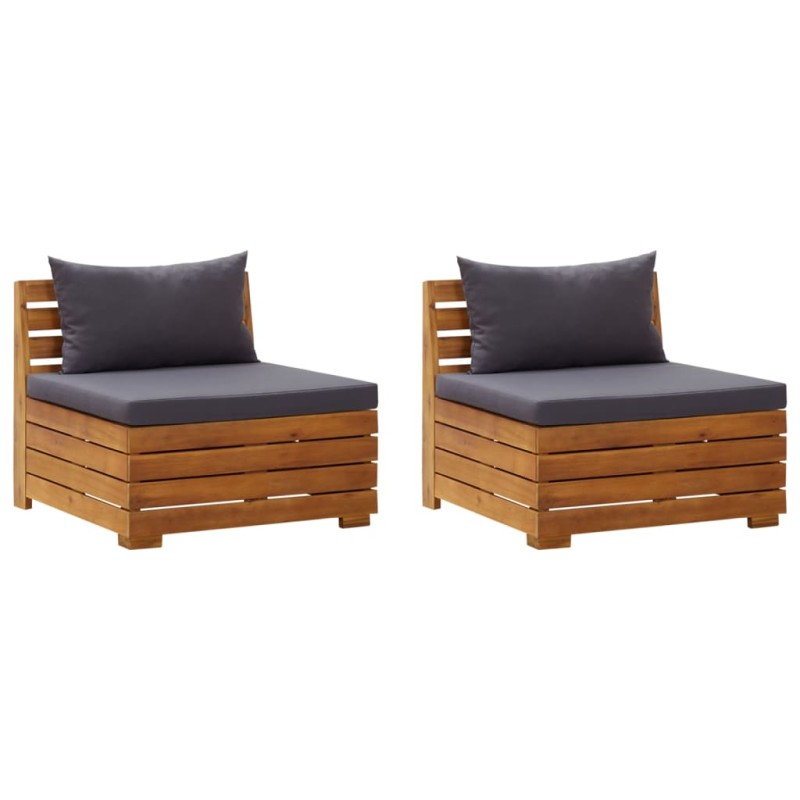 vidaXL Sofá de jardín de 2 plazas con cojines madera maciza de acacia vidaXL Sofá de jardín de 2 plazas con cojines madera maciza de acacia