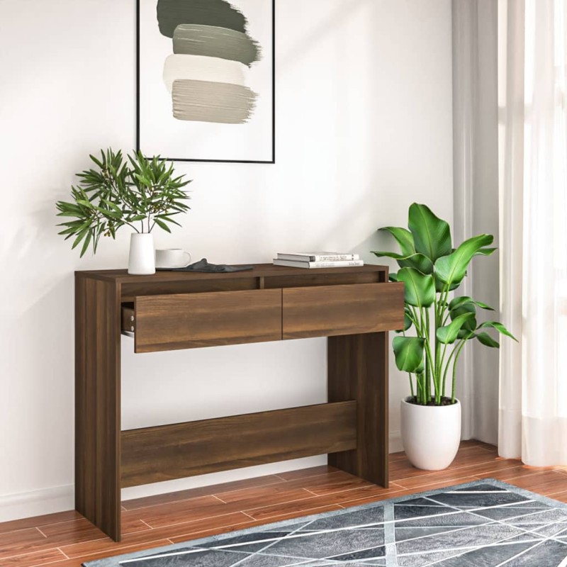 vidaXL Mesa consola madera de ingeniería marrón roble 100x35x76,5 cm vidaXL Mesa consola madera de ingeniería marrón roble 100x35x76,5 cm