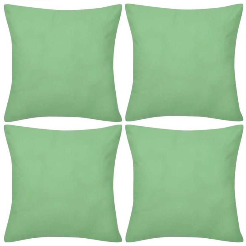 4 fundas verde manzana para cojines de algodón, 40 x 40 cm