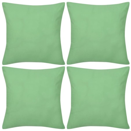 4 fundas verde manzana para cojines de algodón, 40 x 40 cm