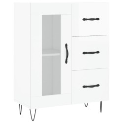 vidaXL Aparador de madera contrachapada blanco brillante 69,5x34x90 cm