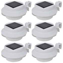 Foco solar blanco para vallas de jardín, 6 unidades