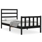 vidaXL Estructura de cama con cabecero madera maciza negro 90x190 cm