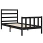 vidaXL Estructura de cama con cabecero madera maciza negro 90x190 cm