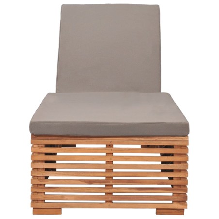 vidaXL Tumbona con cojín madera maciza de teca gris oscuro