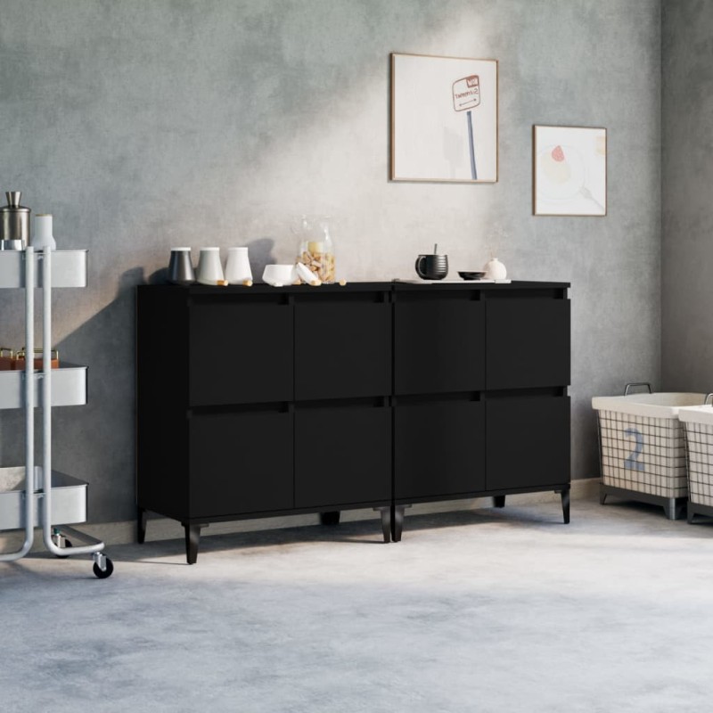 vidaXL Aparadores 2 uds madera contrachapada negro 60x35x70 cm