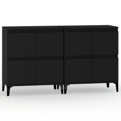 vidaXL Aparadores 2 uds madera contrachapada negro 60x35x70 cm